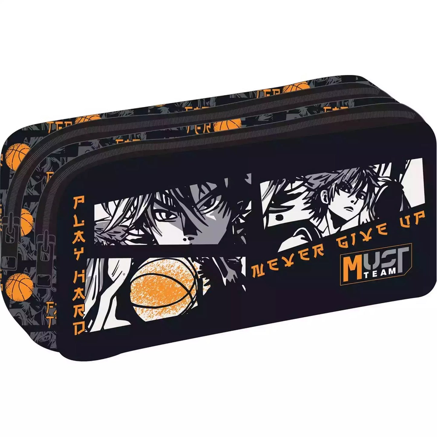 Trousse Ronde "Never give up" - Must Team - 2 Compartiments
