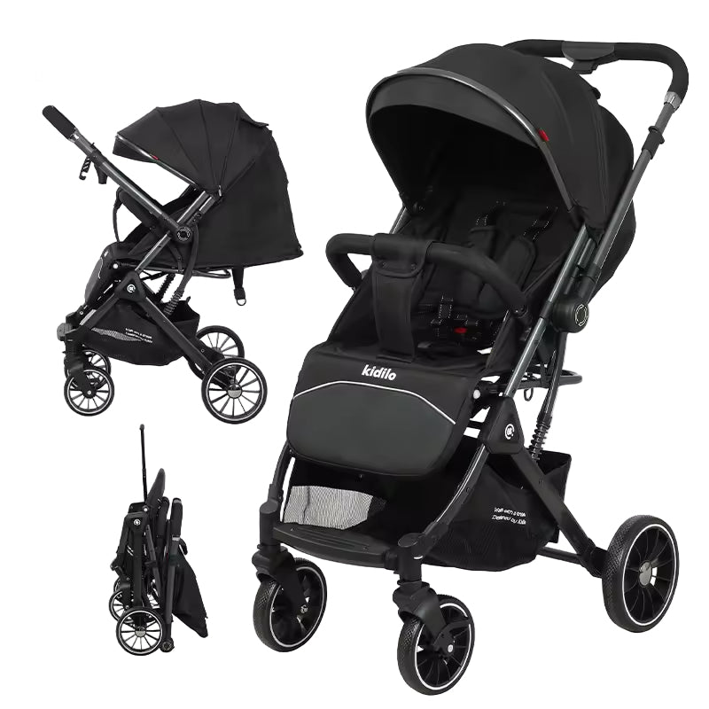 Poussette Bébé Kidilo 535 – Ultra Légère & Pliable 3 en 1 (0 à 3 ans)