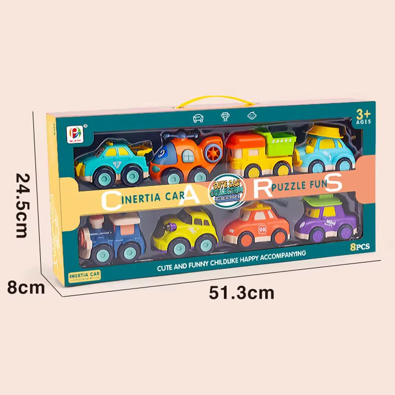 Coffret de 8 Petites Voitures Colorées – Collection "Cute Cars" pour Tout-Petits