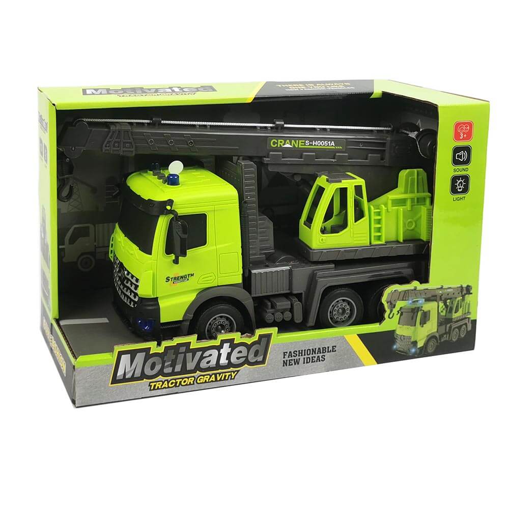 Camion Grue Enfant 34 cm – Flèche Mobile, Rotation 360°, Lumières & Sons