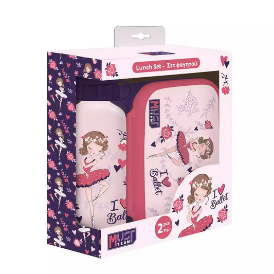 Ensemble Goûter "I Love Ballet" - Boîte Goûter 800ml et Gourde Alu 500ml