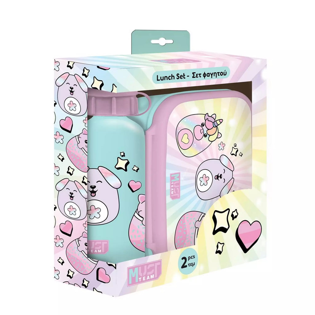 Ensemble Goûter "Squishcuties" - Boîte Goûter 800ml et Gourde Alu 500ml