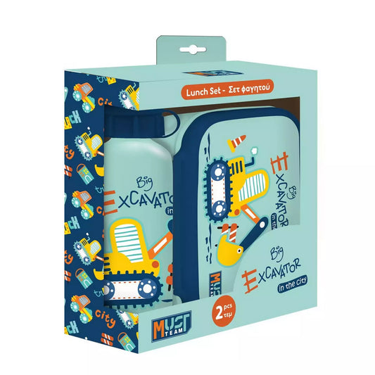 Ensemble Goûter "Excavator" - Boîte Goûter 800ml et Gourde Alu 500ml