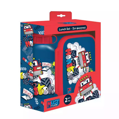 Ensemble Goûter "Monster truck" - Boîte Goûter 800ml et Gourde Alu 500ml