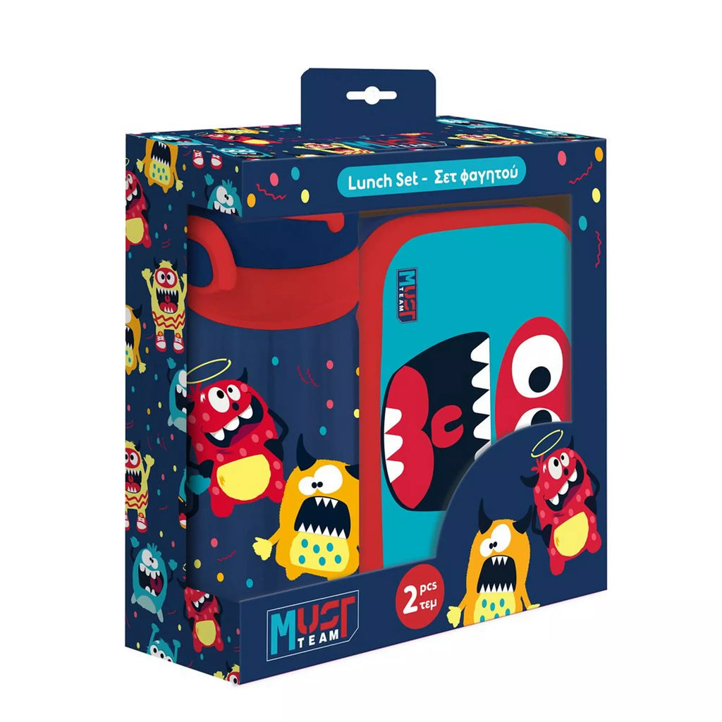 Ensemble Goûter "Monster" - Boîte Goûter 800ml et Gourde Alu 500ml