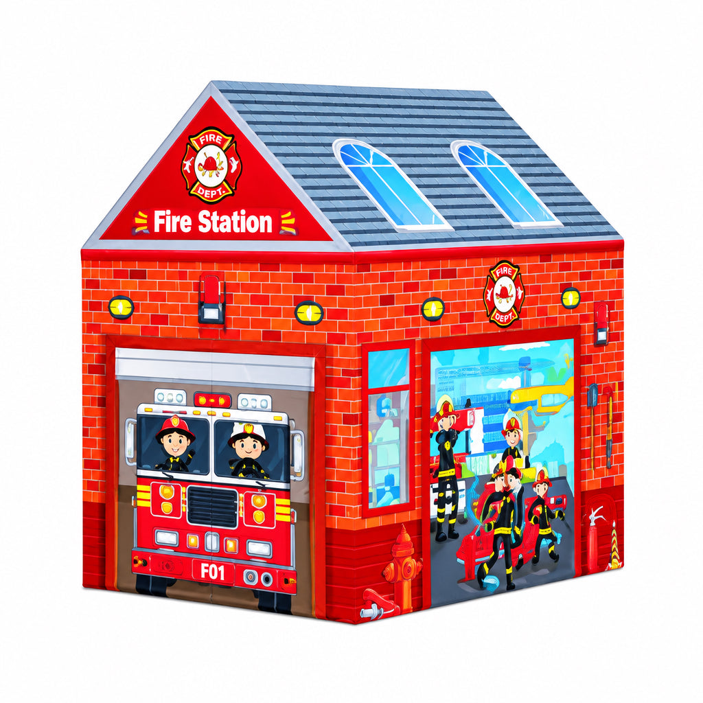 Tente de Jeu Caserne de Pompiers avec 50 Balles pour Enfant