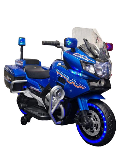 Moto électrique de police pour enfants Bleu