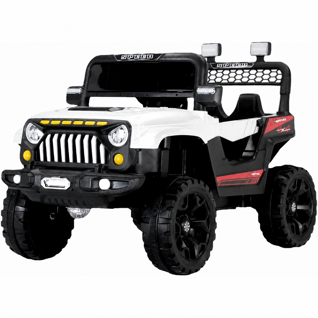 Jeep Électrique Enfant 1 Place 4x4 avec LED  – De 2 à 5 Ans - Blanc