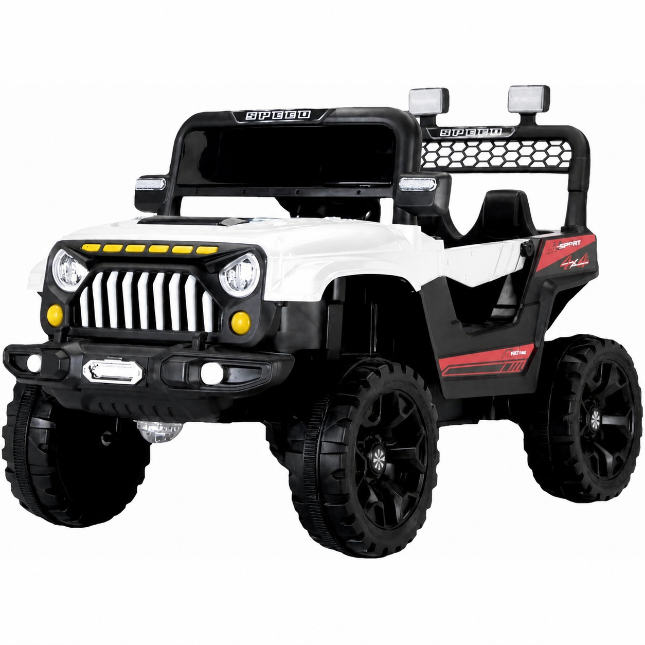 Jeep Électrique Enfant 1 Place 4x4 avec LED  – De 2 à 5 Ans - Blanc