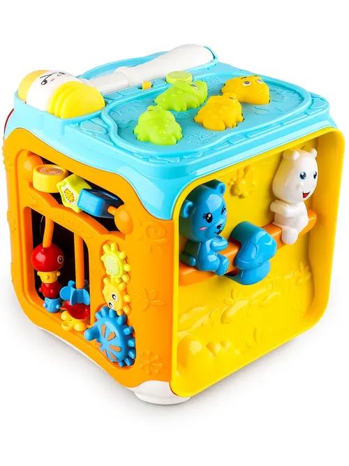 Centre d’Éveil « Busy Cube » 6-en-1 (Réf. 63601) – Sons & Lumières