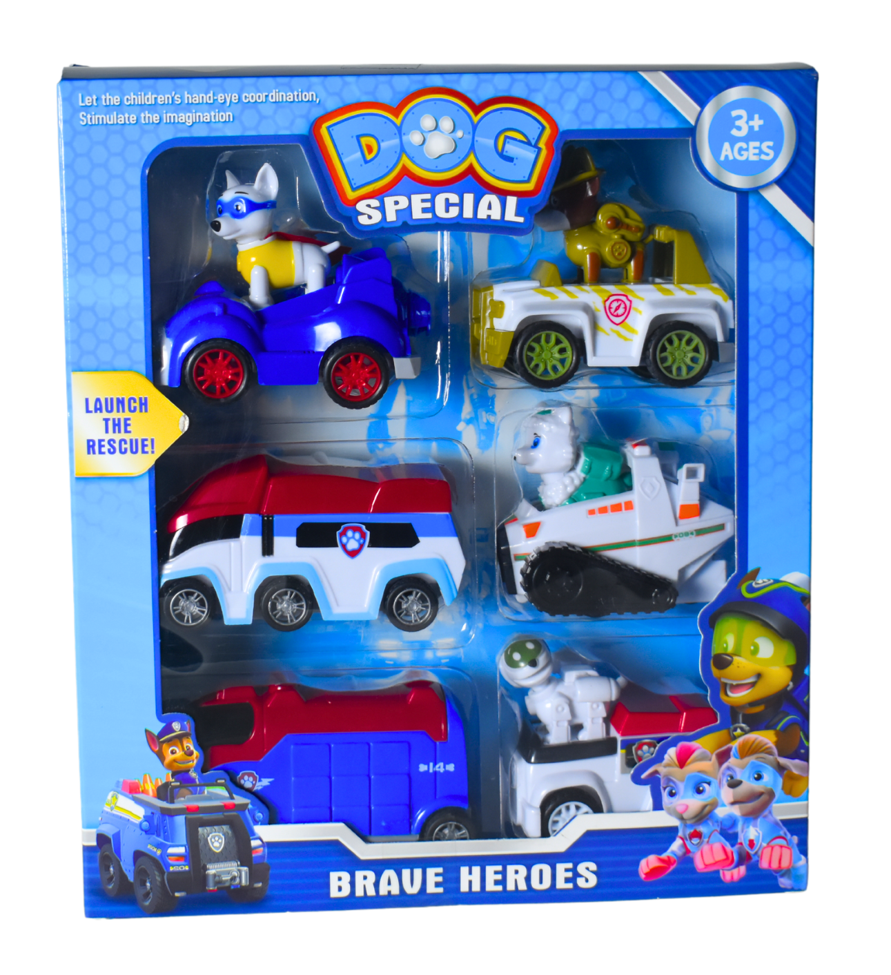 Ce set est généralement présenté comme le set « Spécial Chien » de Brave Heroes, comprenant souvent 6 véhicules.