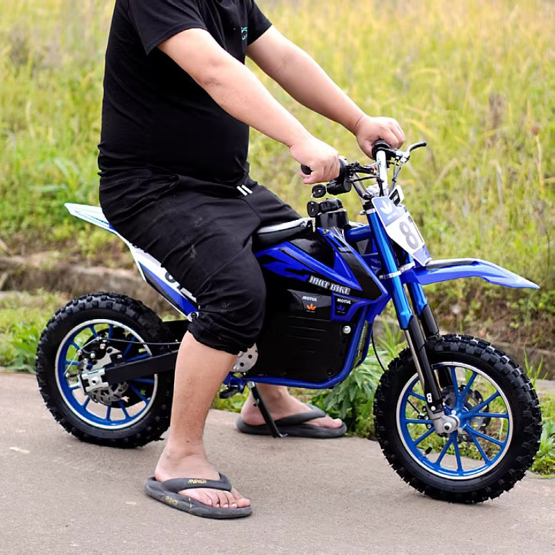 Moto Cross Électrique Enfant 36V – Dirt Bike N°87 avec Frein à Disque - Bleu