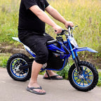 Moto Cross Électrique Enfant 36V – Dirt Bike N°87 avec Frein à Disque - Bleu