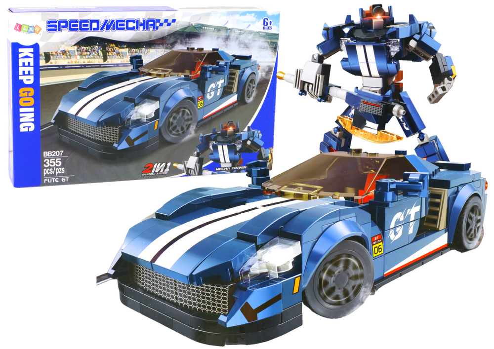 Speed Mecha Fute GT 2-in-1 building set featuring 355 pieces