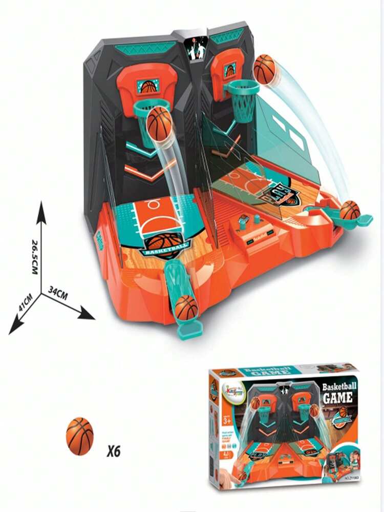 Jeu de basketball de table Kings Sport comprenant deux paniers et des lanceurs orange.