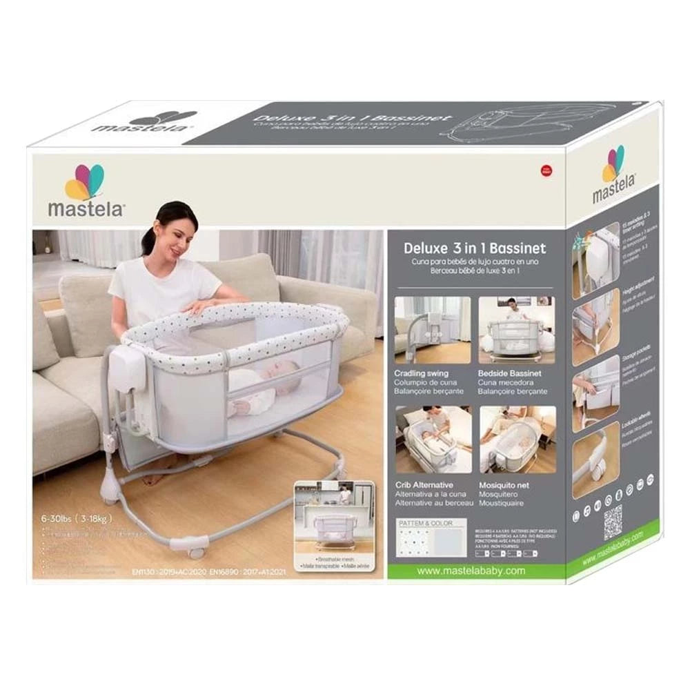 Berceau Cododo 3 en 1 Mastela Deluxe – Lit Bébé Réglable, Berceau à Bascule et Lit de Chevet