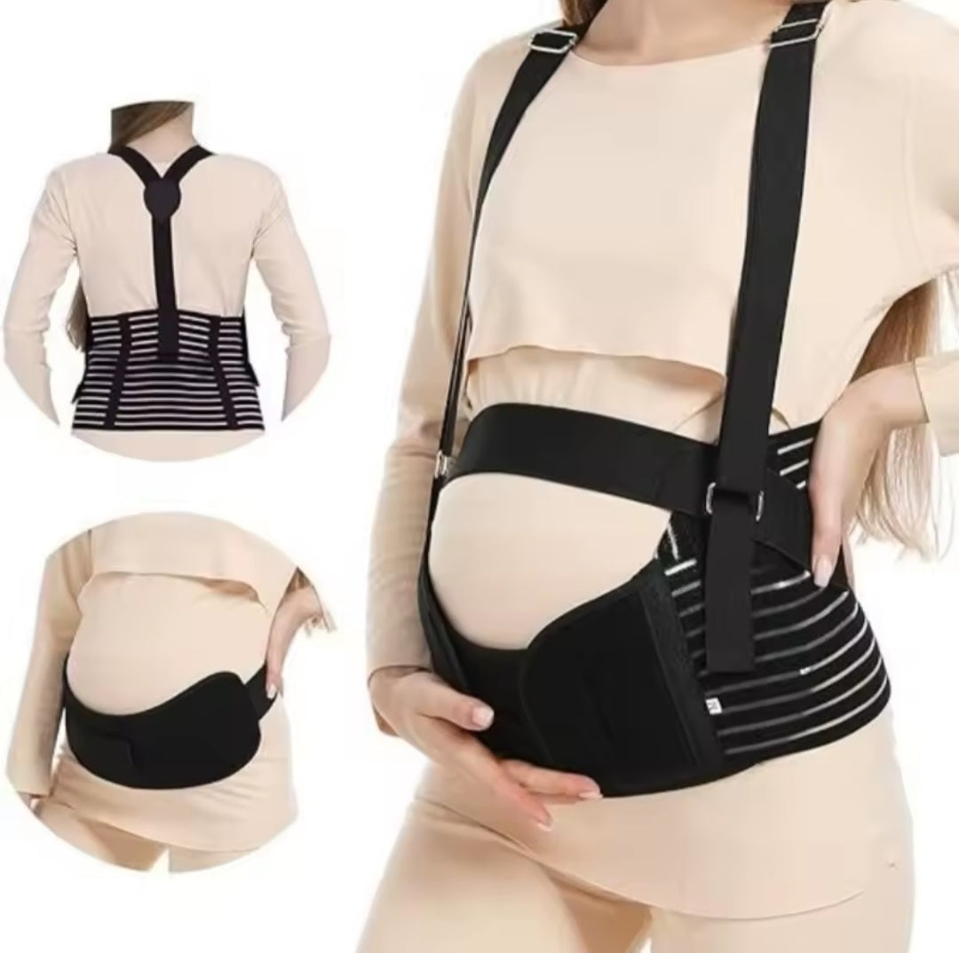 Ceinture de Grossesse 3 en 1 avec Bretelles – Soutien Abdominal, Lombaire et Pelvien