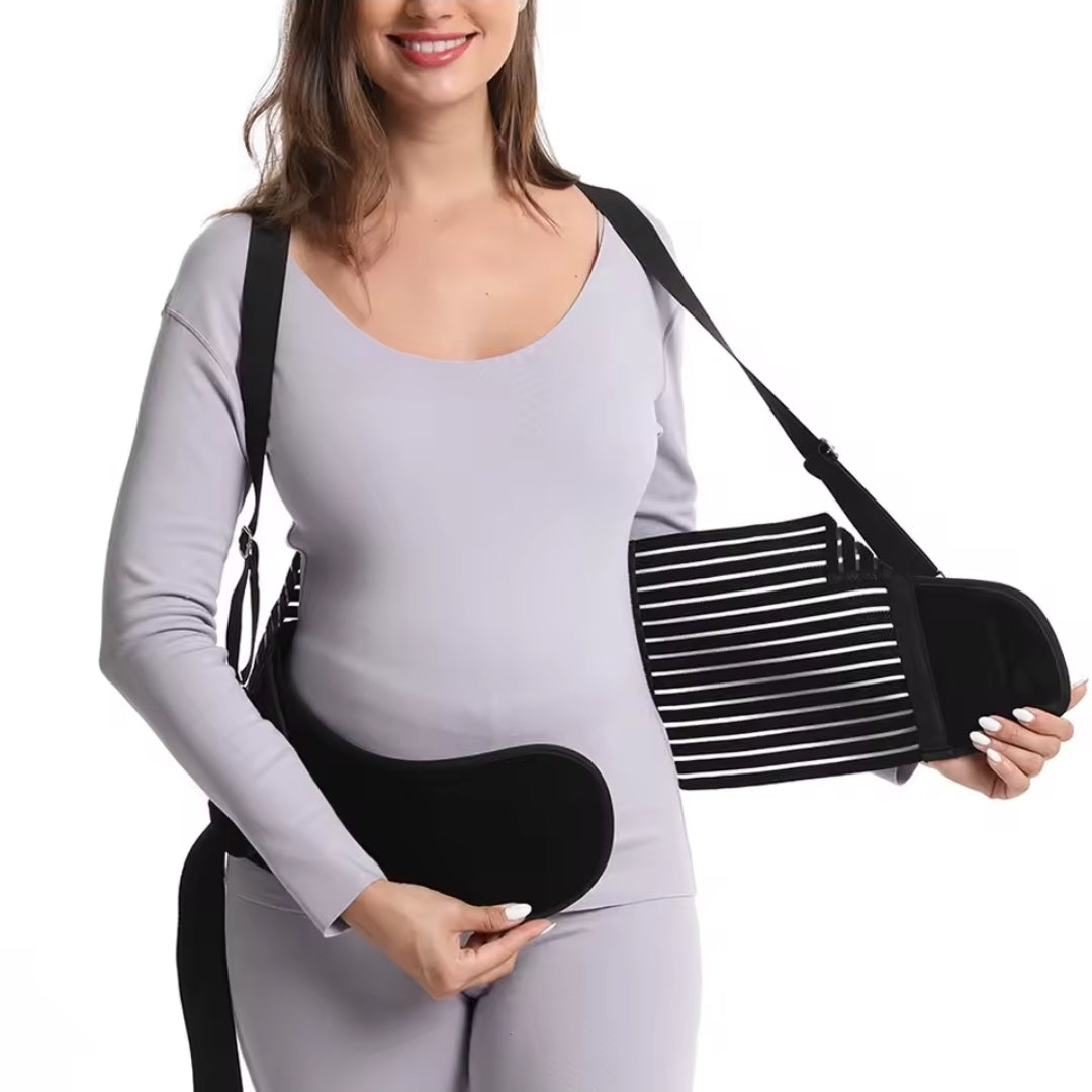 Ceinture de Grossesse 3 en 1 avec Bretelles – Soutien Abdominal, Lombaire et Pelvien