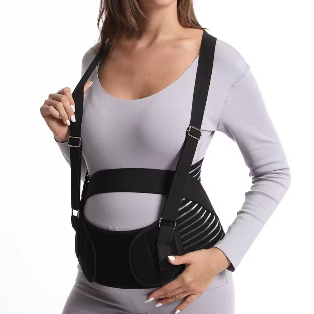 Ceinture de Grossesse 3 en 1 avec Bretelles – Soutien Abdominal, Lombaire et Pelvien