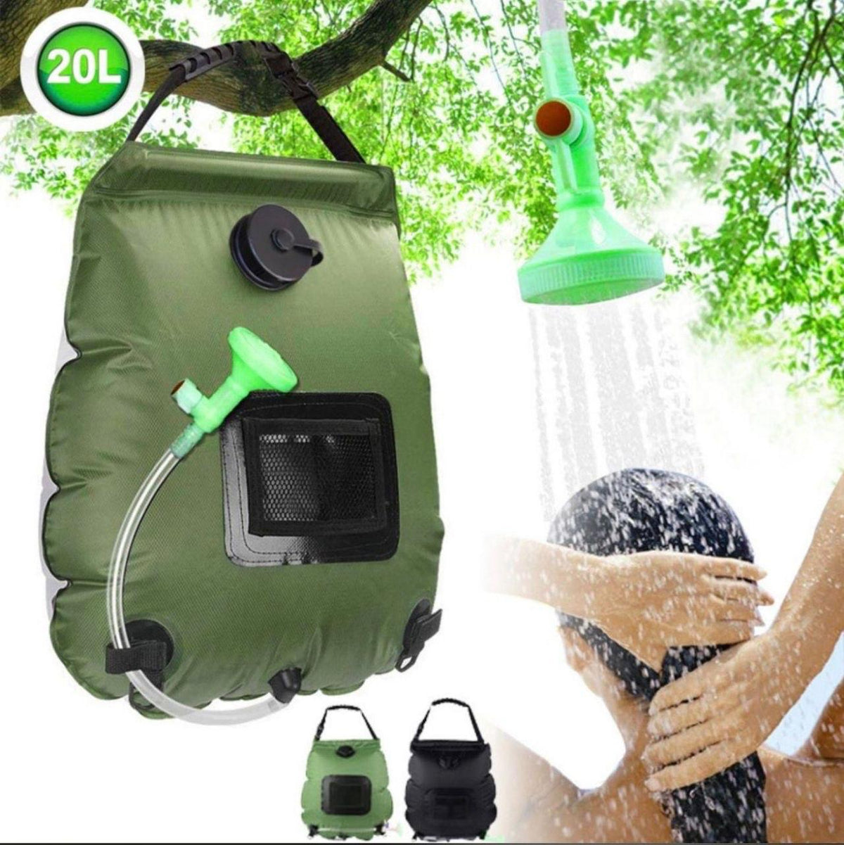 Douche Solaire Portable 20L – Sac de Douche Camping avec Pommeau & Tuyau