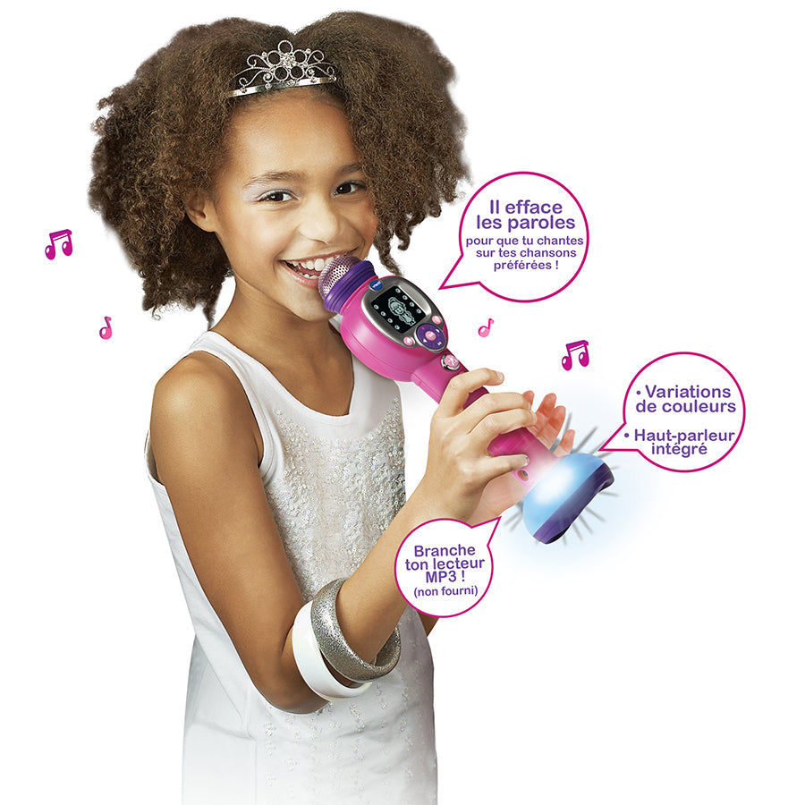 Micro Karaoké Enfant VTech Kidi SuperStar Rose – Effets Voix, Lumières & Jeux – Dès 5 Ans