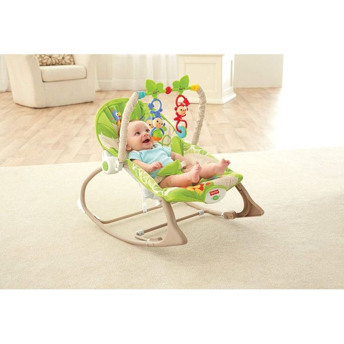 green "new born" brand Infant-to-Toddler Rocker featuring a detachable toy