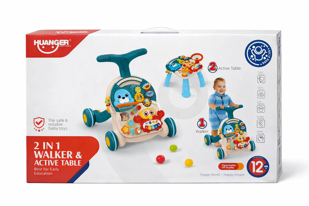 Huanger 2-in-1 Baby Walker and Activity Table