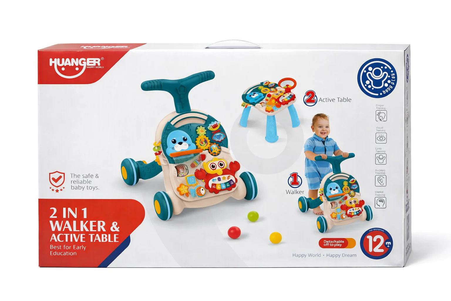 Huanger 2-in-1 Baby Walker and Activity Table