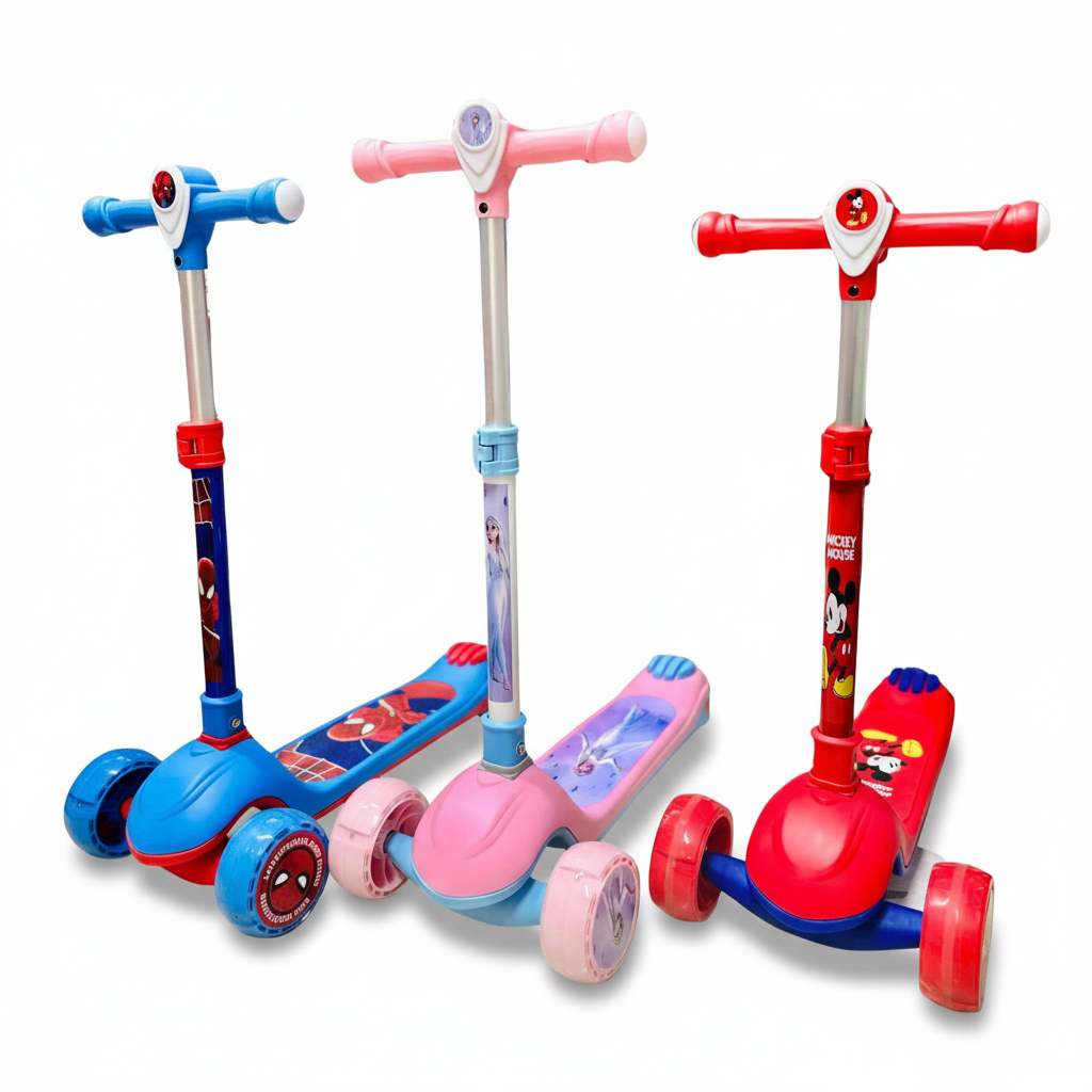 Trottinette 3 Roues "Héros Préférés" – Ajustable & Stable (Spiderman, Elsa, Mickey)