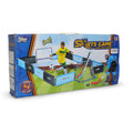 2-in-1 sports toy game set designed for both soccer and hockey.