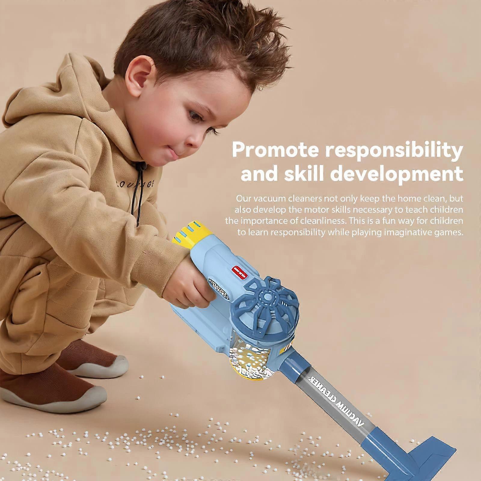Aspirateur ménager factice avec fonctionnement réaliste pour des jeux de rôle créatifs, bleu court