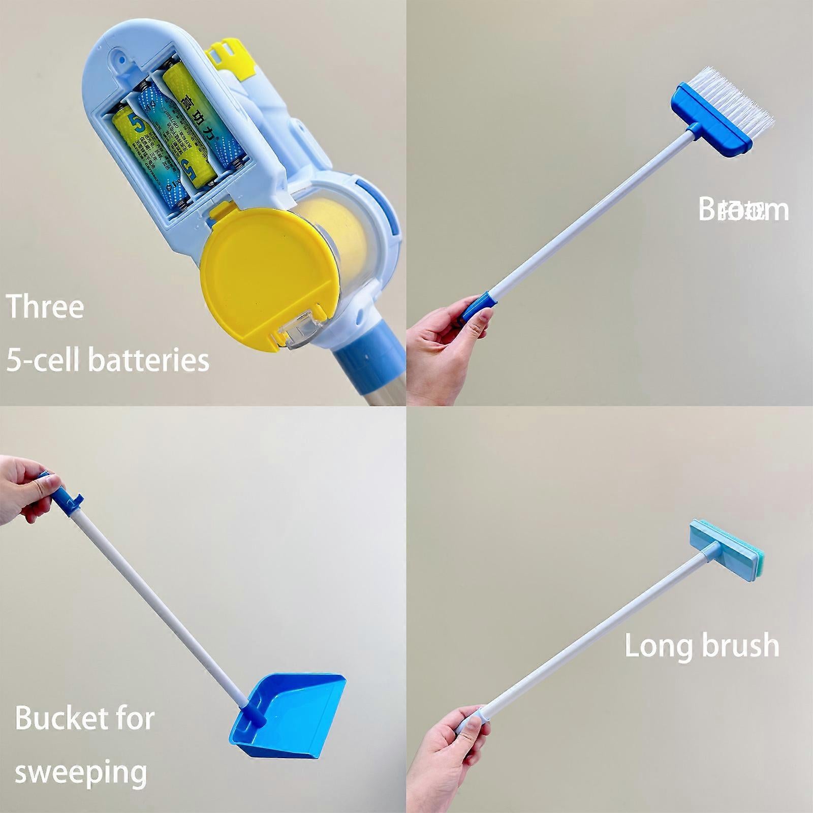 Aspirateur ménager factice avec fonctionnement réaliste pour des jeux de rôle créatifs, bleu court