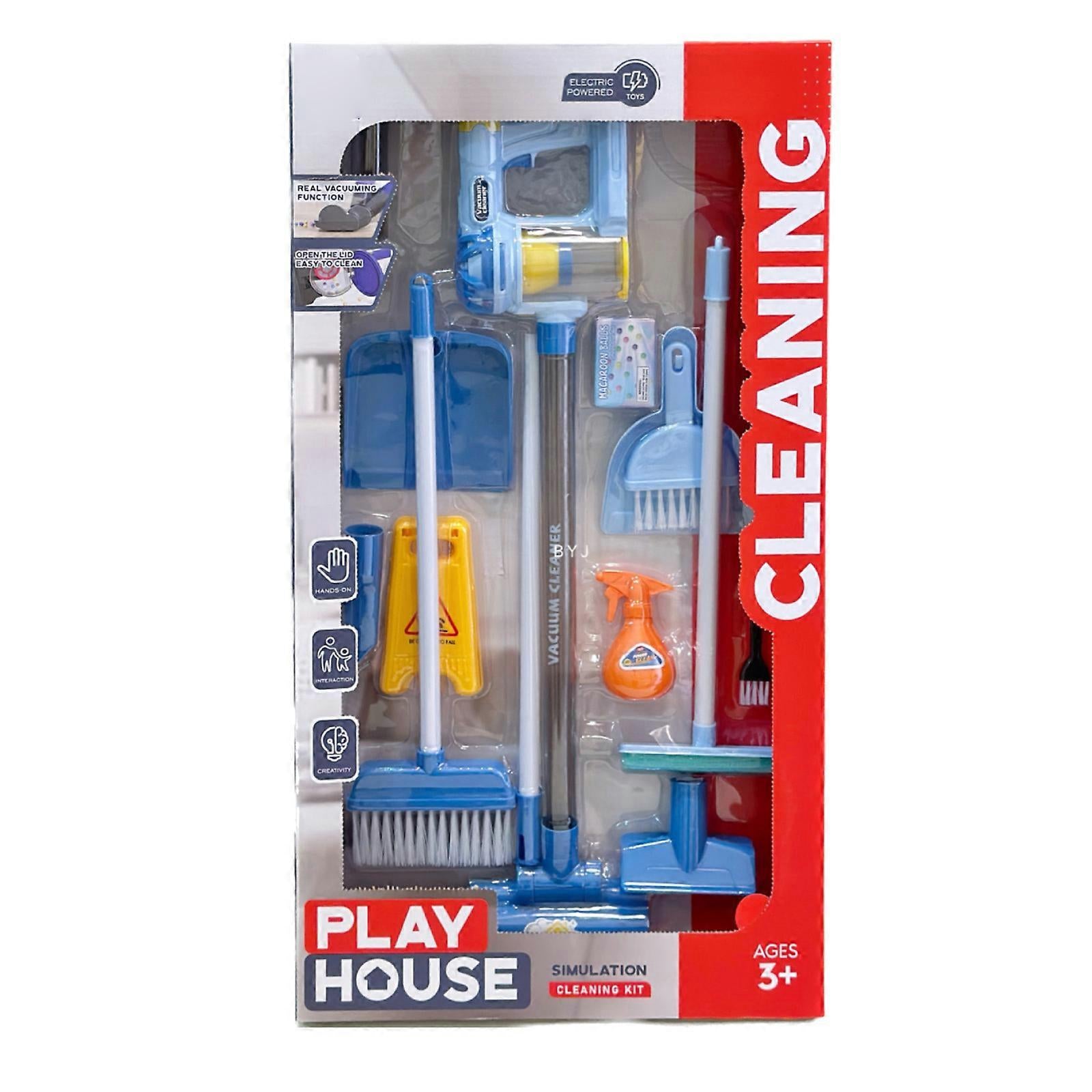Aspirateur ménager factice avec fonctionnement réaliste pour des jeux de rôle créatifs, bleu court