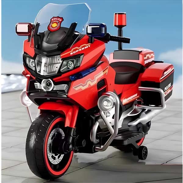 Moto électrique de police pour enfants rouge