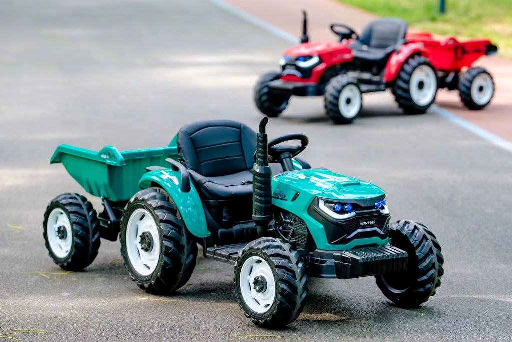 Tracteur Électrique Enfant 12V avec Benne – Style Agricole à Batterie - Vert