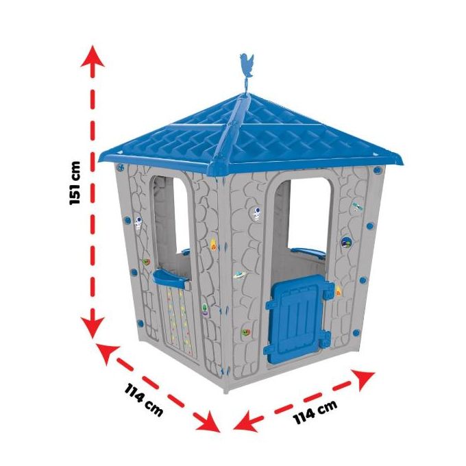 Maisonnette en plastique bleu et gris Pilsan Stone House pour enfants