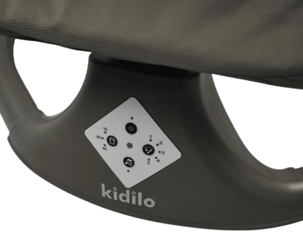 Kidilo Balancelle Évolutive 3-en-1 Deluxe Gris Élégant – Mouvement Latéral, Siège Inclinable, Moustiquaire, Bluetooth & Télécommande