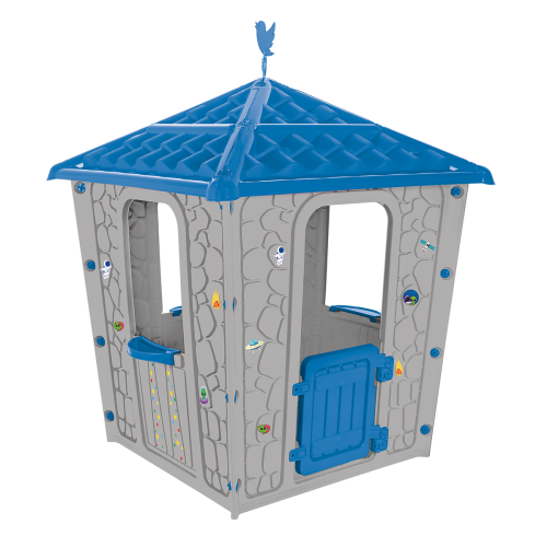 Maisonnette en plastique bleu et gris Pilsan Stone House pour enfants