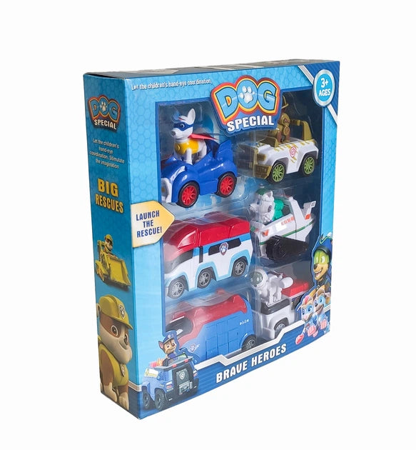 Coffret de 6 Véhicules de Secours avec Figurines Chiens Héros – Dès 3 Ans