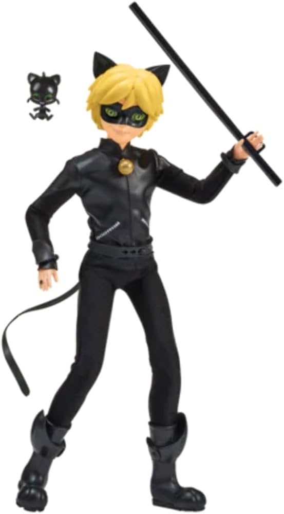 Poupée Miraculous Cat Noir Action, 11 pouces, noire
