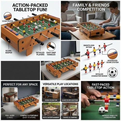 Babyfoot de Table 70 cm – Table de Football à Monter avec 2 Balles dès 5 Ans