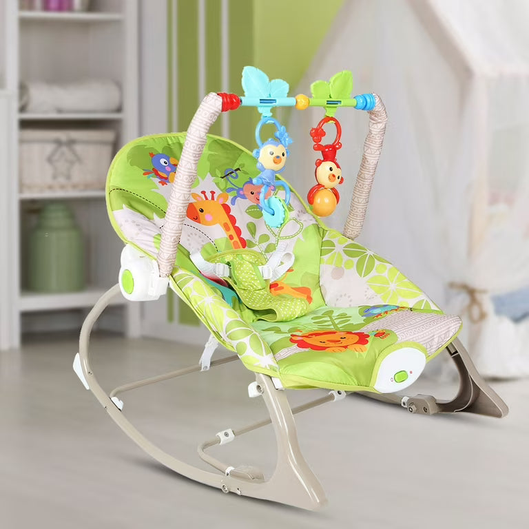 green "new born" brand Infant-to-Toddler Rocker featuring a detachable toy