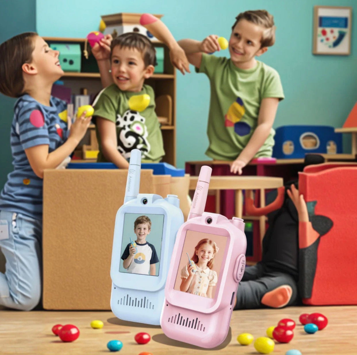 Ensemble de talkies-walkies vidéo pour enfants avec écran – Jouet de communication bidirectionnelle rechargeable pour enfants | Conversation vocale  (lot de 2)