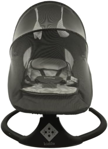 Kidilo Balancelle Évolutive 3-en-1 Deluxe Gris Élégant – Mouvement Latéral, Siège Inclinable, Moustiquaire, Bluetooth & Télécommande