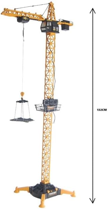 Grue à tour télécommandée INV, grue de chantier 6 canaux 2,4 GHz, radiocommandée de 128 cm de haut, grue élévatrice pour enfants avec tour et télécommande (Tour A)
