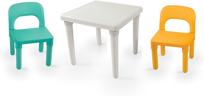 Dolu Toys "Study Time" plastic table and two chairs set in blue and yellow.
