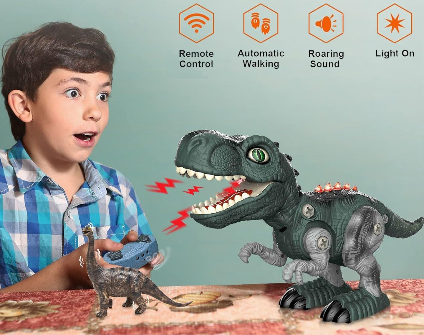 Le jouet Dinosaur Planet est un dinosaure électrique marcheur 2 en 1