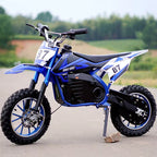 Moto Cross Électrique Enfant 36V – Dirt Bike N°87 avec Frein à Disque - Bleu