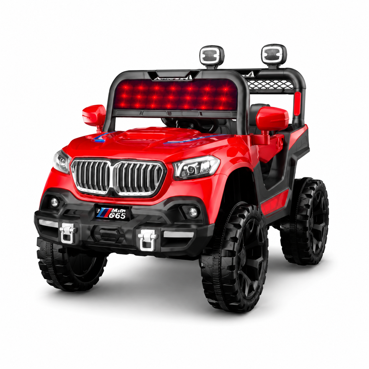Voiture Électrique Enfant 4x4 Rouge avec Lumières LED – Style Jeep Tout-Terrain