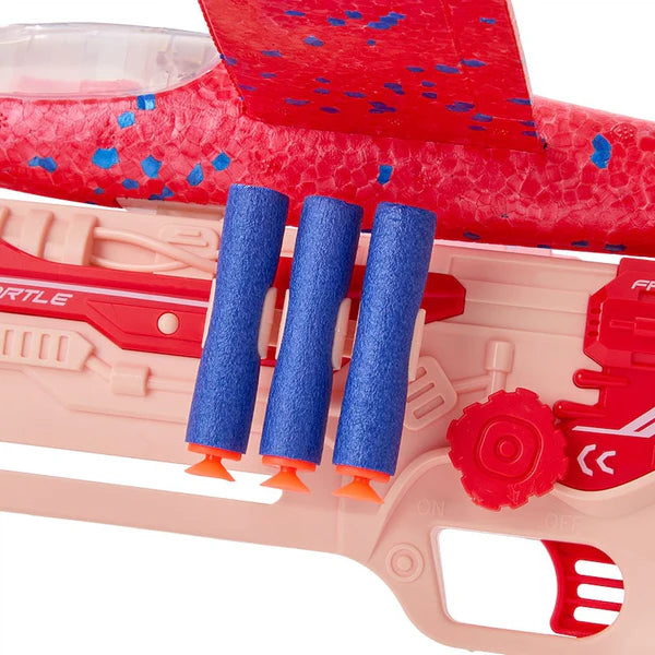 Pistolet Lance-Avion 2-en-1 avec Cible, Fléchettes et Balles Mousse – Jouet de Tir pour Enfant 6 Ans et +